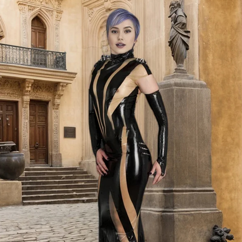 Black & Bold: Punk-Inspired Latex Mermaid Dress for Show-Stopping&nbsp;Glamour